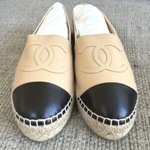 Chanel Beige and Black Espadrilles
